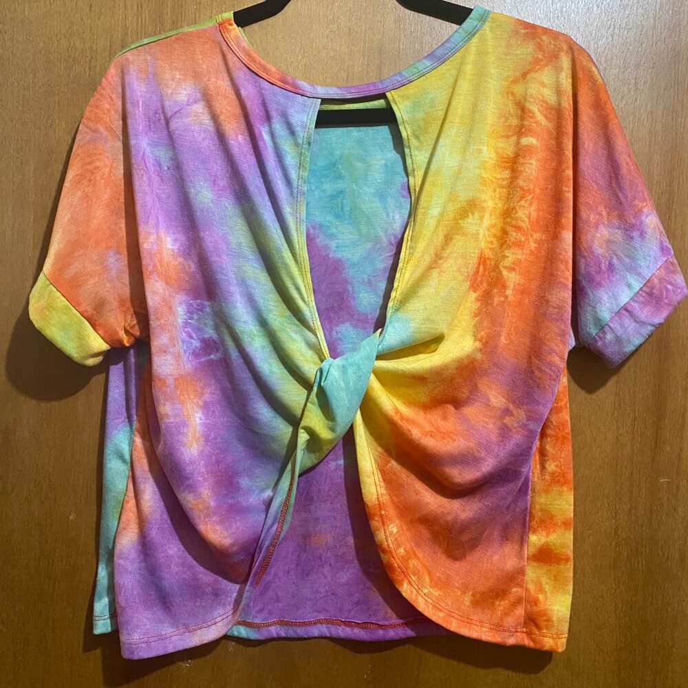 Shein Women's Crop Open Back Tie-Dye Top